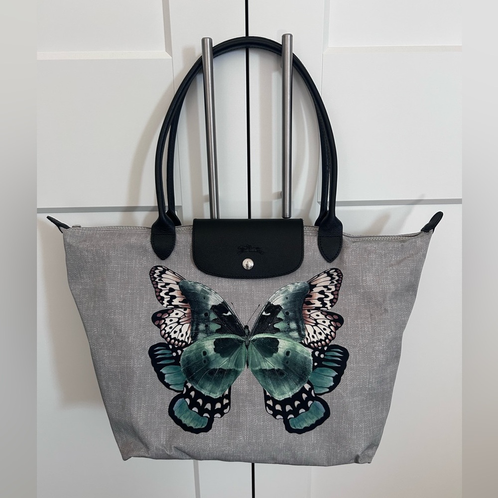 Longchamp Gray Butterfly Tote Bag